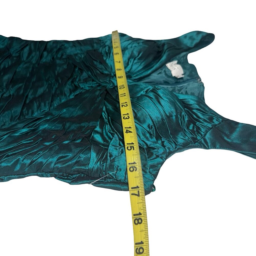 Teri Jon Rickie Freeman Women's MetallicEmerald 100% Silk Sleeveless Gown  Sz 14 - Picture 8 of 13